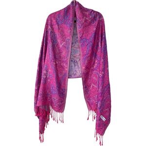 Pashmina Womens Vibrant Hot Pink Paisley Scarf Wrap Shawl 70x26 Layers Evening